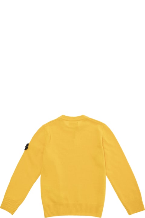 Sale for Kids Stone Island Junior Yellow Sweater With Logo Patch In Wool And Viscose Blend Boy