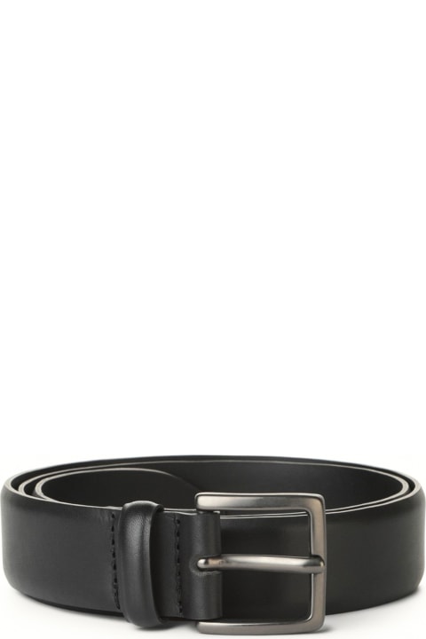 Belts for Men Orciani Monaco Black Leather Belt
