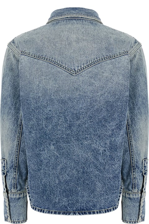 Homeware Icon Denim Light Blue Shirt With Classic Collar In Denim Woman