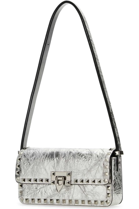 Valentino Garavani for Women Valentino Garavani Silver Leather Rockstud23 Shoulder Bag