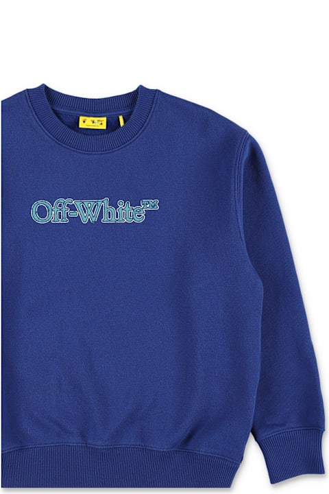 Homeware Off-White Off-white Kids Blue Cotton Sweatshirt With Printed Logo