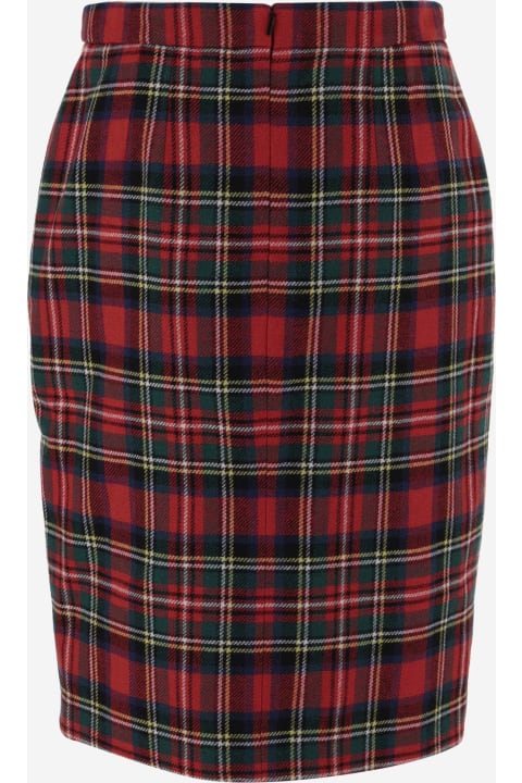 Saint Laurent Clothing for Women Saint Laurent Wool Blend Skirt With Check Pattern