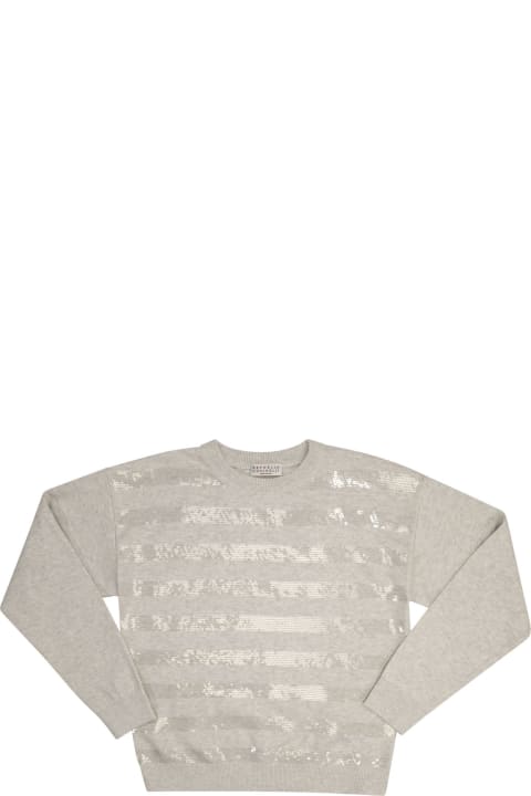 Sweaters & Sweatshirts for Girls Brunello Cucinelli Cotton Jersey With Sparkling Stripes
