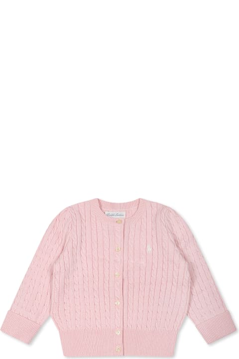 Topwear for Baby Boys Ralph Lauren Pink Cardigan For Babygirl With Iconic Pony