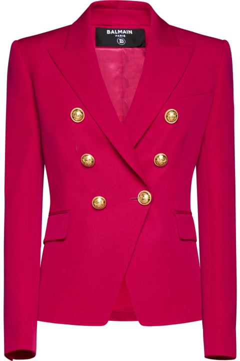 Coats & Jackets for Women Balmain Double-breasted Blazer With Logo Buttons