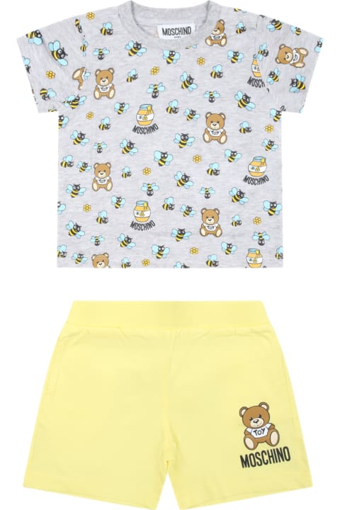 Bottoms for Baby Girls Moschino Multicolor Set For Baby Boy With Teddy Bear