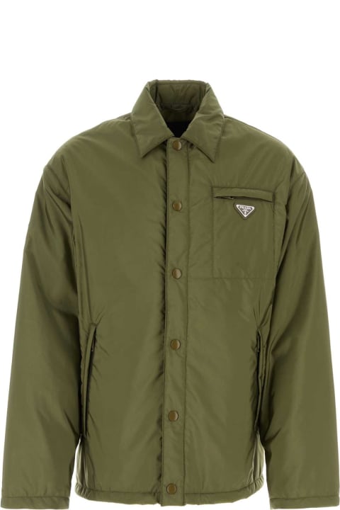 Coats & Jackets for Men Prada Army Grey Nylon Padded Jacket