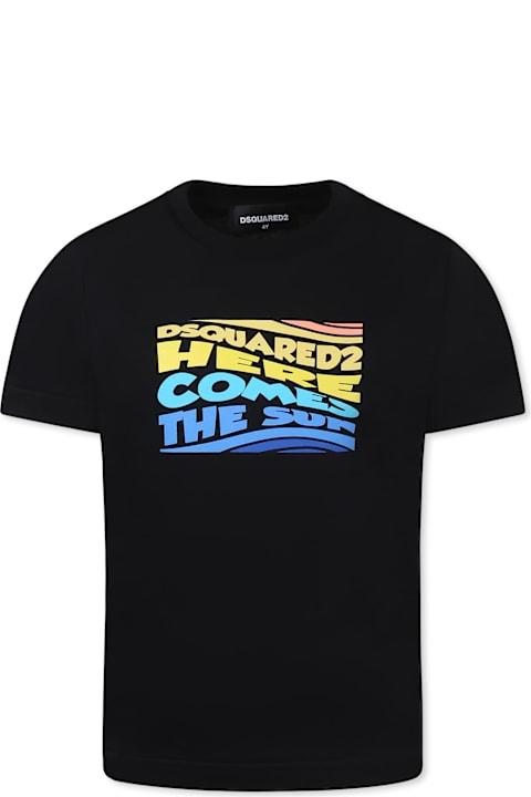 أدوات منزلية Dsquared2 Black T-shirt For Boy With Logo