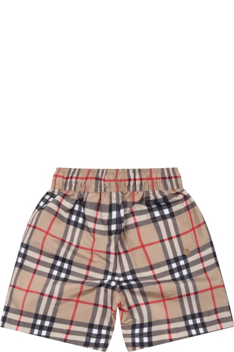 Beige Boxer For Baby Boy With Iconic Check