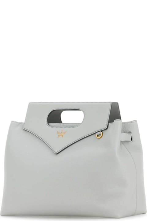 MCM Totes for Women MCM Light Grey Leather Large Soft Diamond Handbag