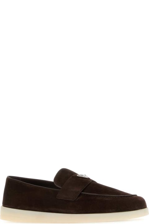 Loafers & Boat Shoes for Men Prada Dark Brown Suede Loafers