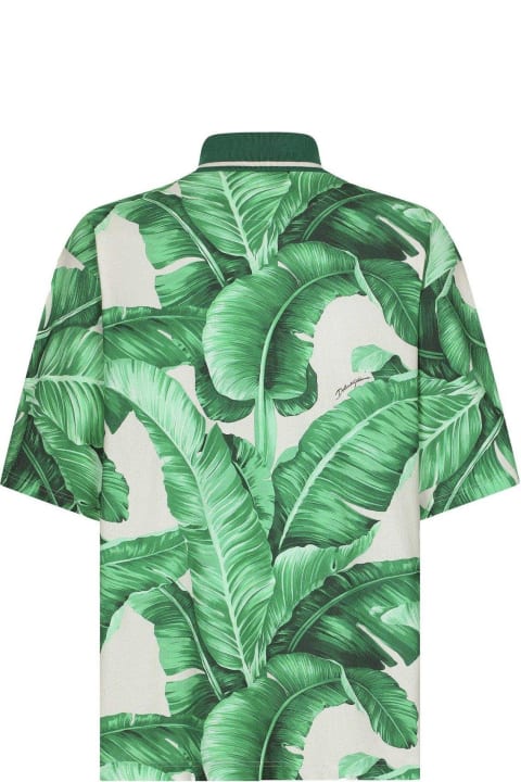 Clothing Sale for Men Dolce & Gabbana Banana Tree Printed Oversize Polo Shirt