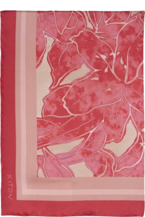 Kiton Scarves & Wraps for Women Kiton Pink Printed Silk Scarf