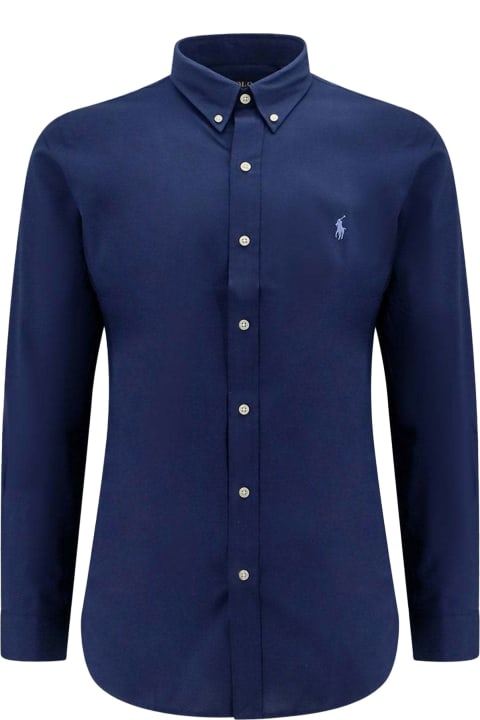 Polo Ralph Lauren for Men Polo Ralph Lauren Navy Blue Long-sleeved Shirt With Logo