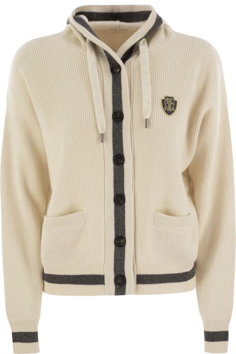 Brunello Cucinelli Sweaters for Women Brunello Cucinelli English Rib Cashmere Cardigan With Logo