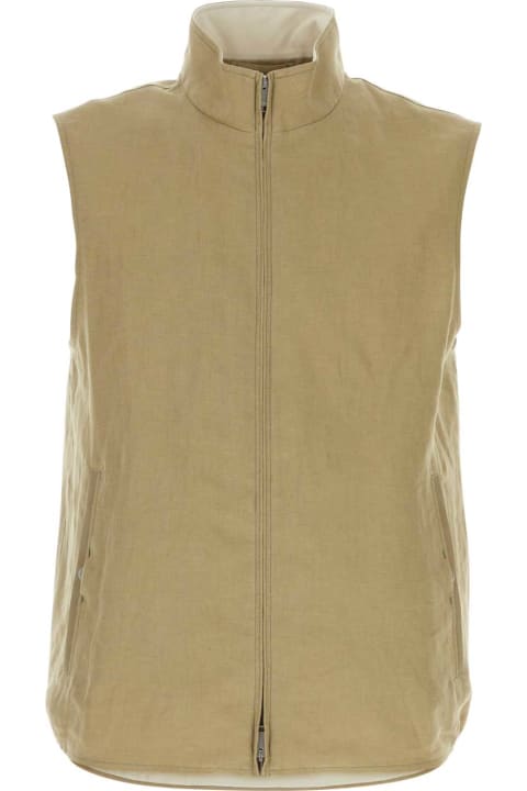 Zegna Clothing for Men Zegna Army Green Linen Vest