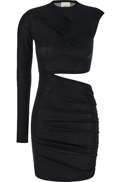 فساتين لـ السيدات Isabel Marant Black Wool One-shoulder Dress