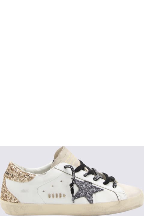 Golden Goose White And Gold Sneakers