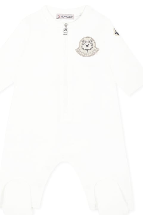 Moncler for Baby Boys Moncler White Babygrow For Baby Boy With Logo