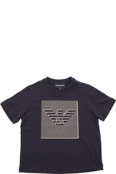 Sale for Kids Emporio Armani Blue T-shirt With Logo