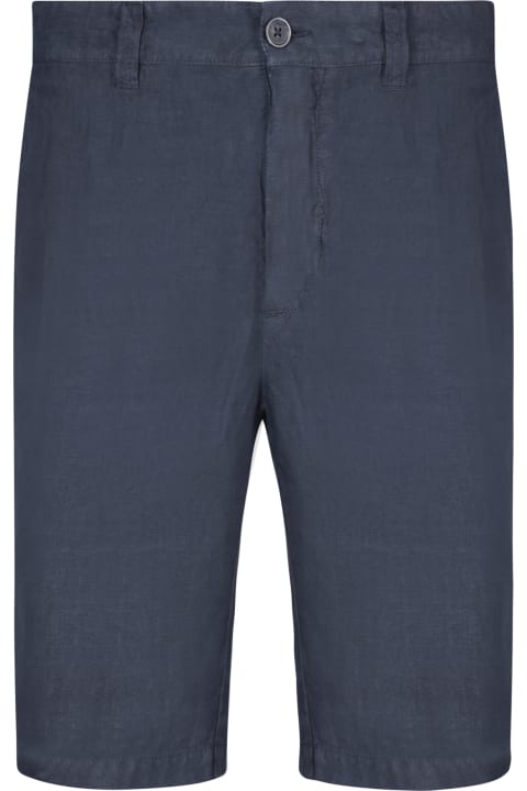 120% Lino Pants for Men 120% Lino Blue Linen Bermuda Shorts