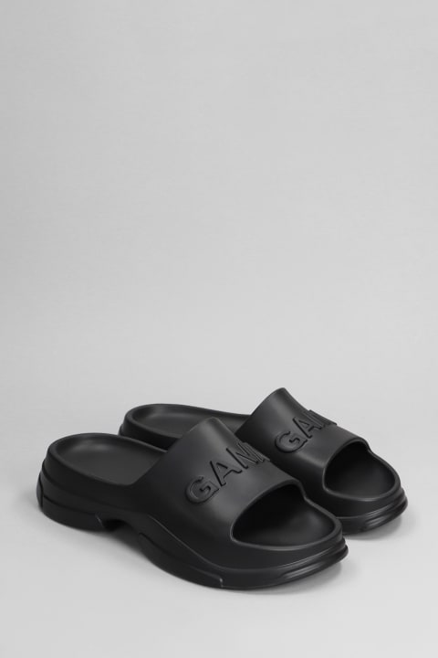 Ganni Sandals for Women Ganni Black Rubber Slippers
