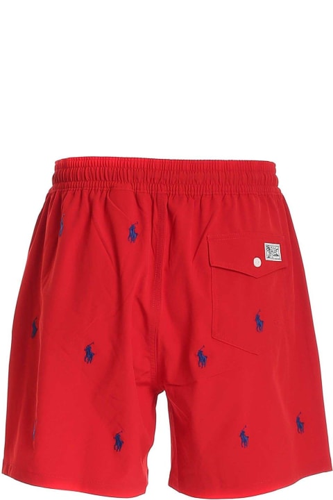 メンズ Polo Ralph Laurenのボトムス Polo Ralph Lauren All-over Logo Embroidered Swim Shorts