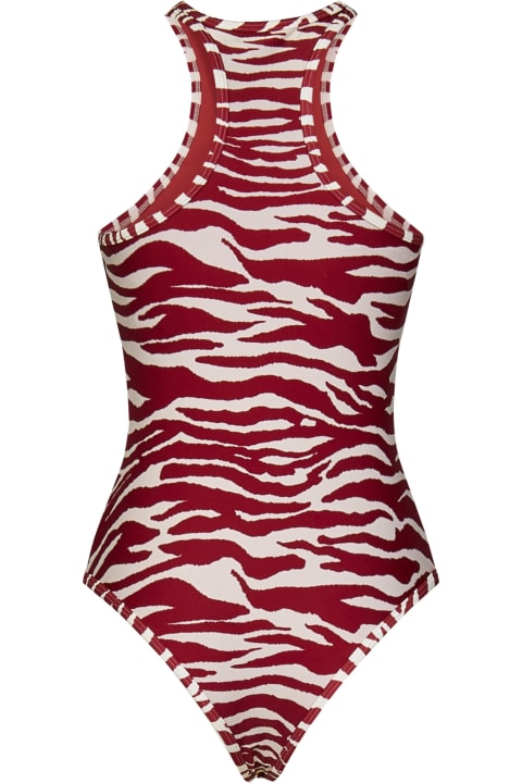 The Attico Swimwear for Women The Attico Zebra Print White\/red One-piece Swimming Costume