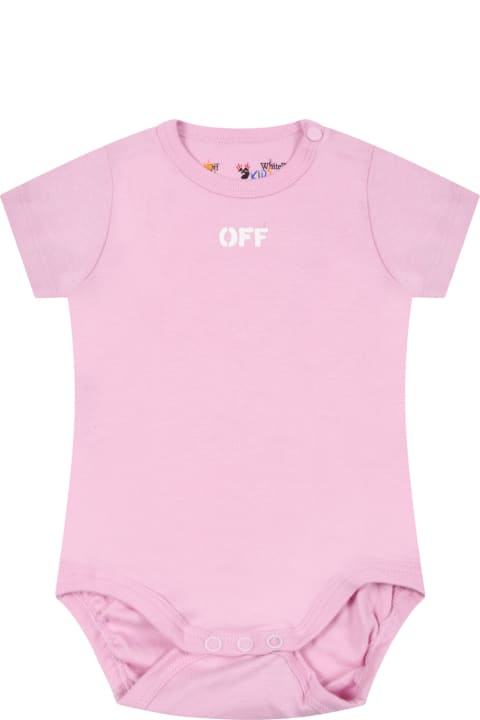 Off-White Bodysuits & Sets for Baby Girls Off-White Multicolor Set For Baby Girl With Logo