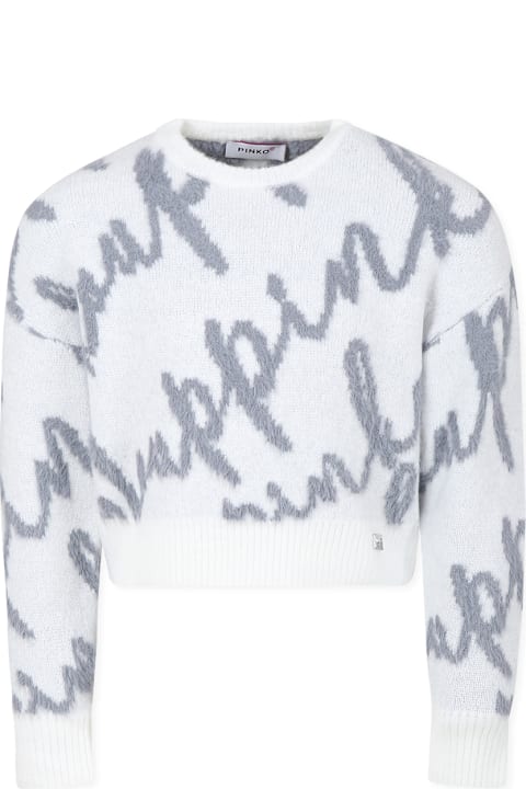 Homeware Pinko White Sweater For Girl With Writing