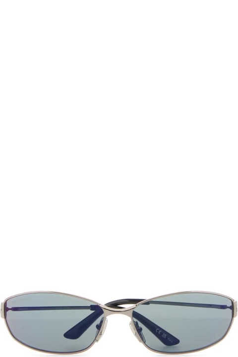 Eyewear for Women Balenciaga Silver Metal Mercury Oval Sunglasses