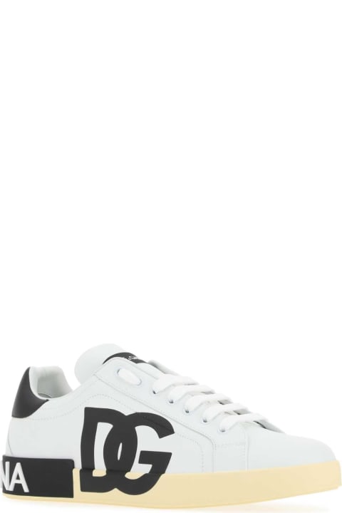 Sneakers for Men Dolce & Gabbana White Nappa Leather Portofino Sneakers