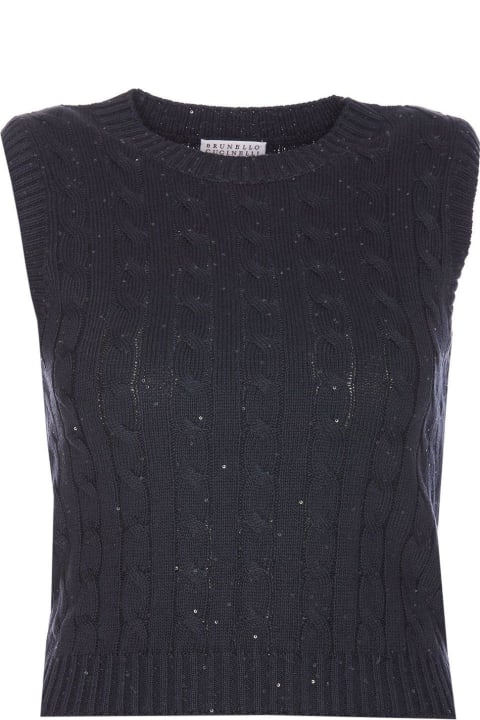 Coats & Jackets for Women Brunello Cucinelli Sequin Embellished Cable-knitted Top