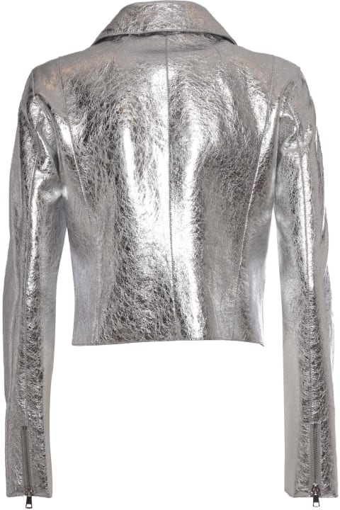 Parosh Coats & Jackets for Women Parosh Silver Biker Jacket