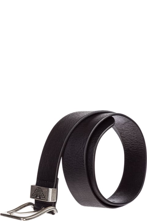Belts for Men Emporio Armani Logo Engraved Buckle Belt