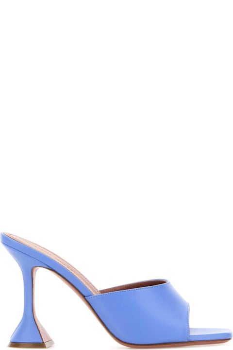 Amina Muaddi Cerulean Blue Nappa Leather Lupita Mules