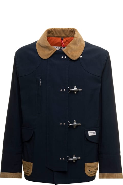 Blue And Beige Cotton Jacket Fay Archive Man