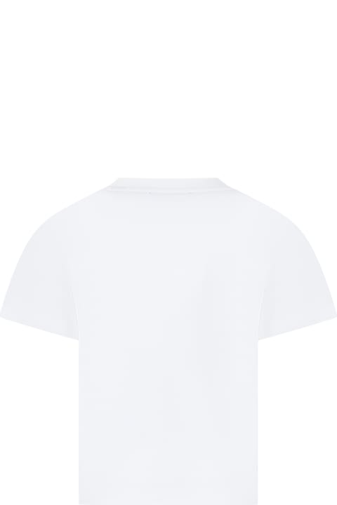 Burberry قمصان بياقة دائرية وقمصان البولو لـ أولاد Burberry White T-shirt For Boy With Print