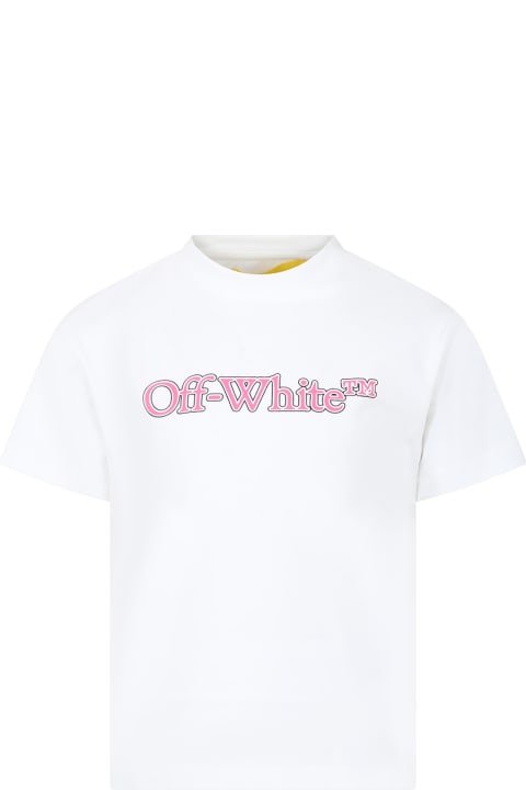 Topwear for Girls Off-White White T-shirt For Girl With Logo