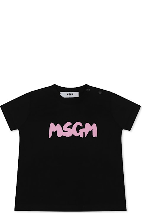Homeware MSGM Black T-shirt For Baby Girl With Logo