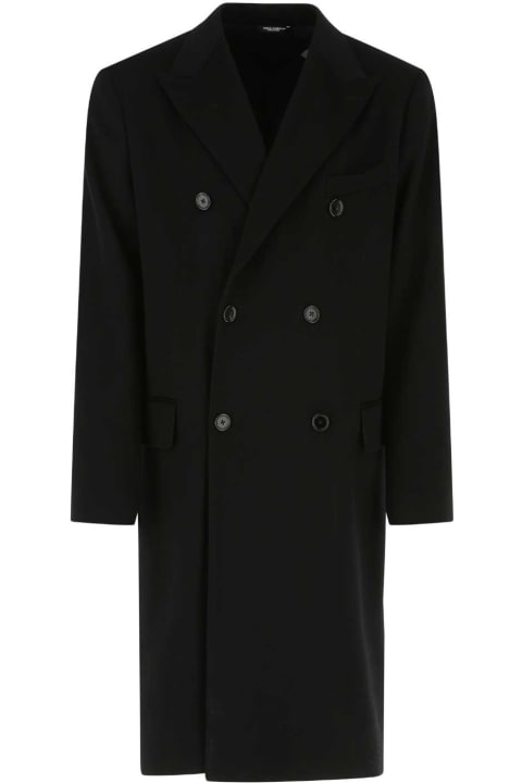 Coats & Jackets for Men Dolce & Gabbana Black Wool Coat