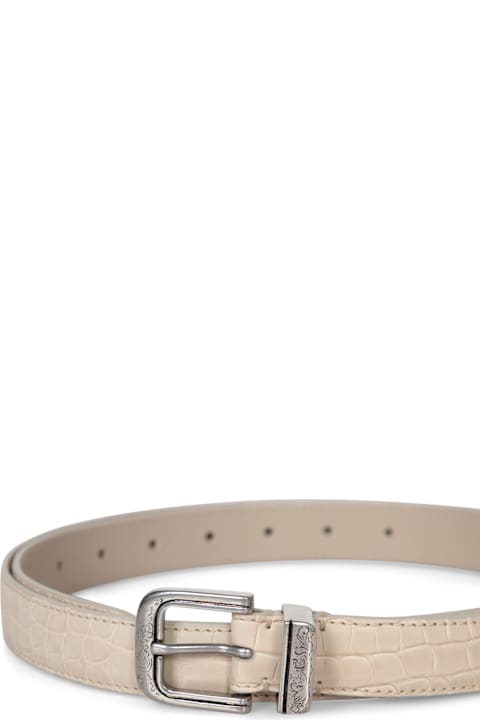 Brunello Cucinelli Belts for Men Brunello Cucinelli Beige Alligator Tip Belt