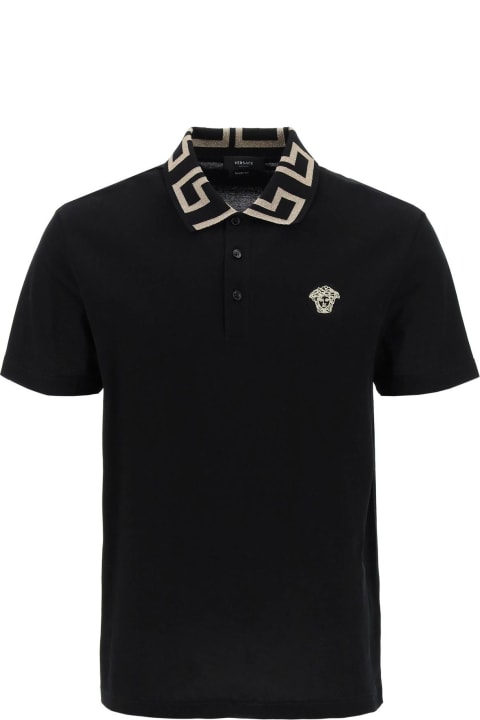 Versace Topwear for Men Versace Greca Short-sleeved Polo Shirt