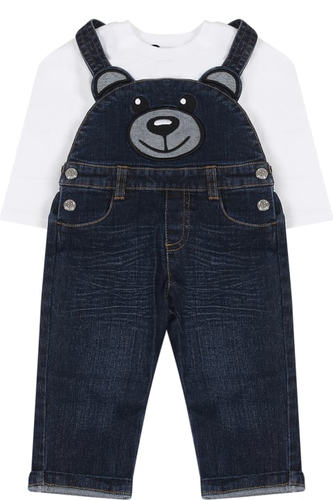 Topwear for Baby Boys Moschino Blue Suit For Bay Girl With Teddy Bear