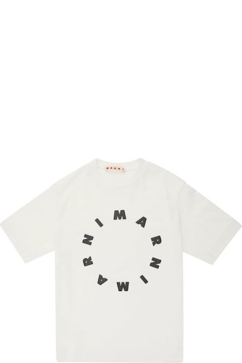 Marni for Kids Marni White T-shirt With Contrasting Logo Print In Cotton Man