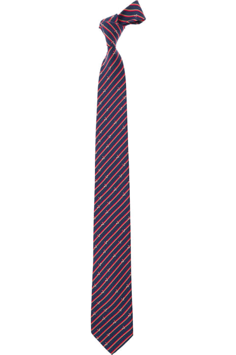Ferragamo Ties for Men Ferragamo Navy Red And Gold Silk Tie