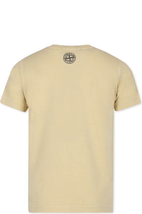 Fashion for Kids Stone Island Junior Beige T-shirt For Boy With Logo