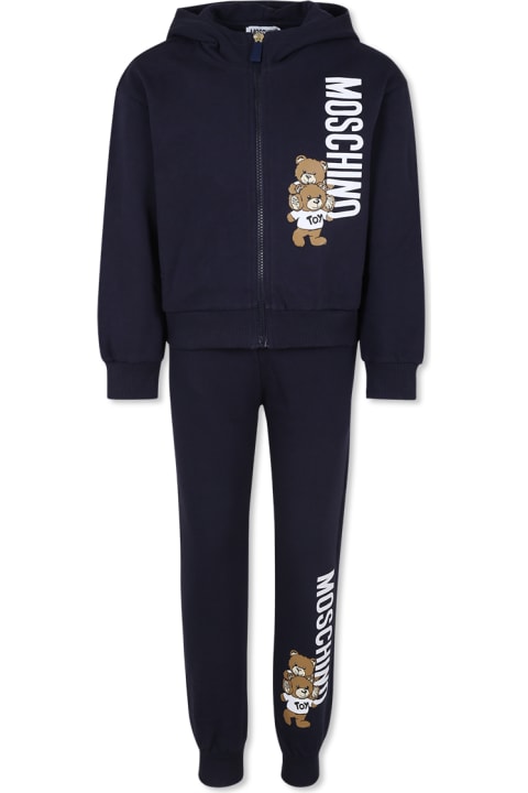 Moschino Suits for Boys Moschino Blue T-shirt For Kids With Teddy Bear