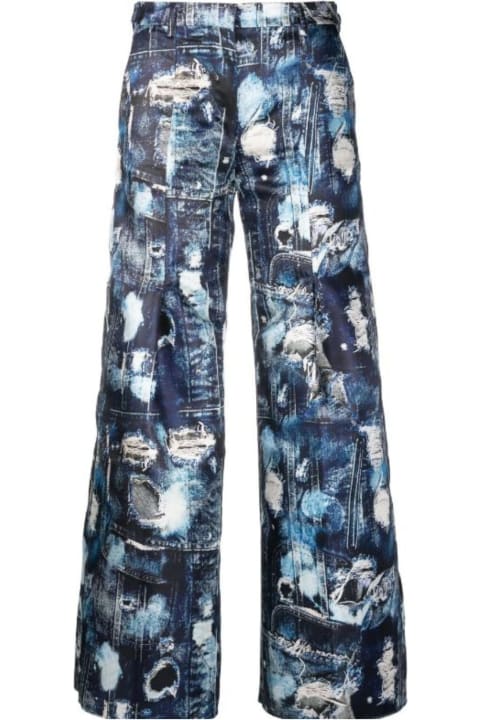 John Richmond for Kids John Richmond Cropped Trousers With Wide Leg And Iconic Runway Denim-effect Pattern.