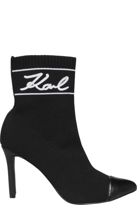 ウィメンズ Karl Lagerfeldのブーツ Karl Lagerfeld Sock Ankle Boots